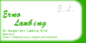 erno lambing business card